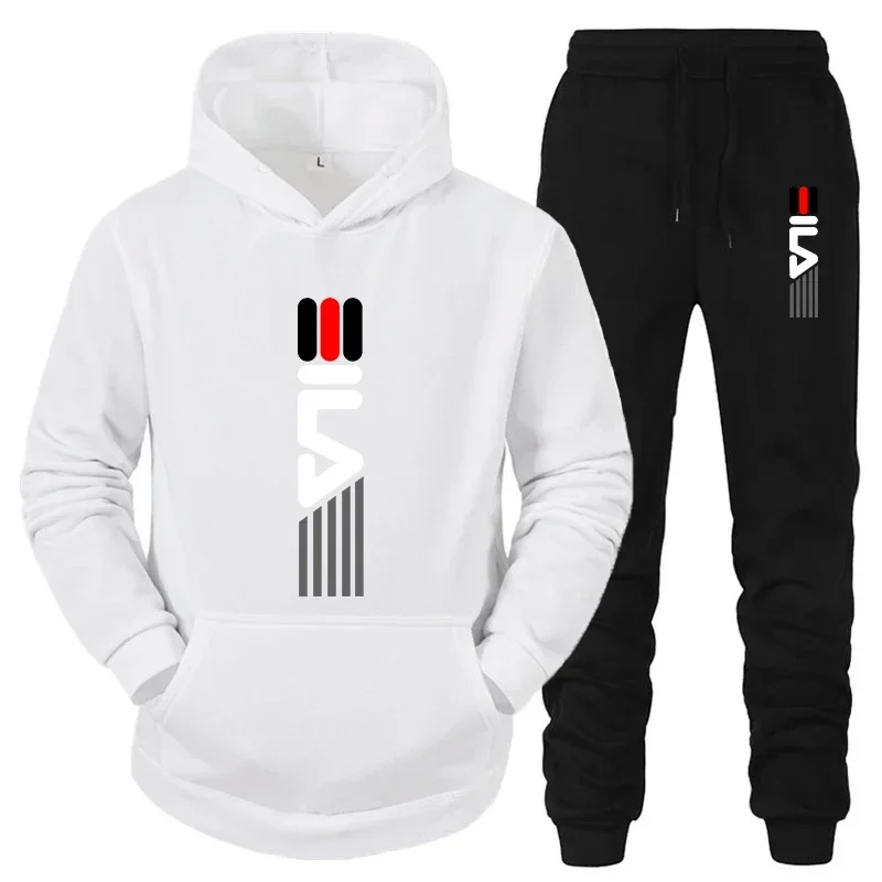 Street Fashion Male - Men's Tracksuit Hooded Sweatshirt+Sweatpants 2 Pcs