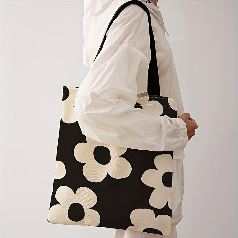 Tote Bag Canvas Print - Yellow flower printed tote bag, reusable