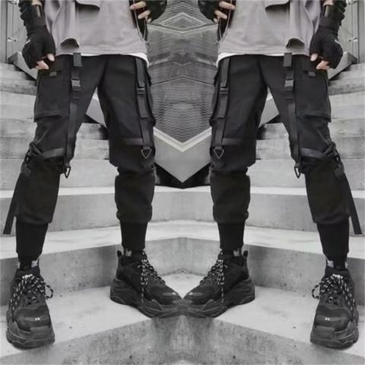 Techwear Pants Tactical - Harajuku Fashion Techwear Men's Cargo Pants