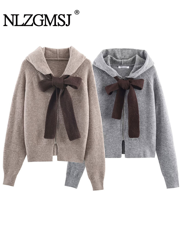 Street Fashion Winter 2025 - Nlzgmsj 2025 Autumn Women's Knitted Bow