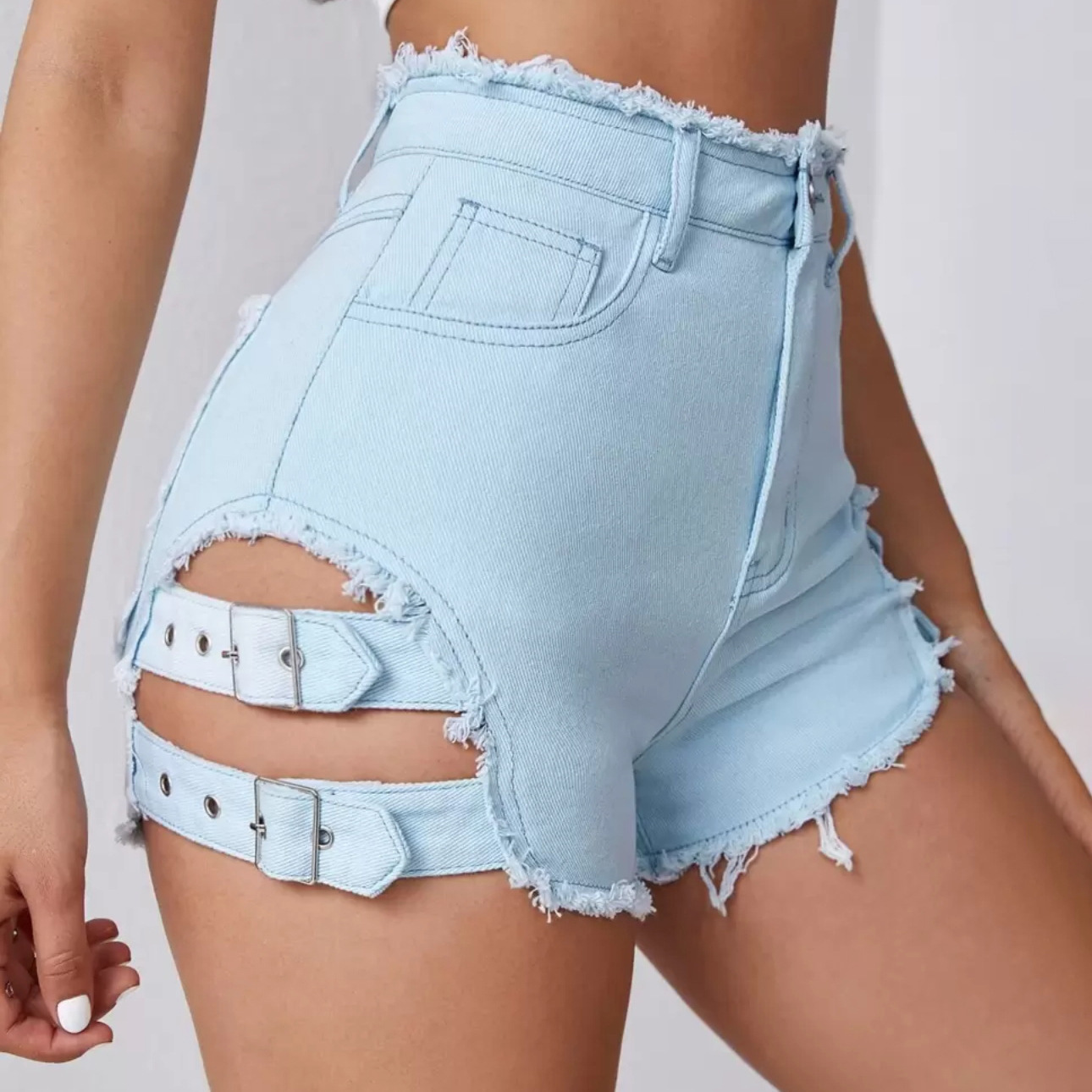 Street Fashion Jeans - Women High Waist Denim Shorts Distressed