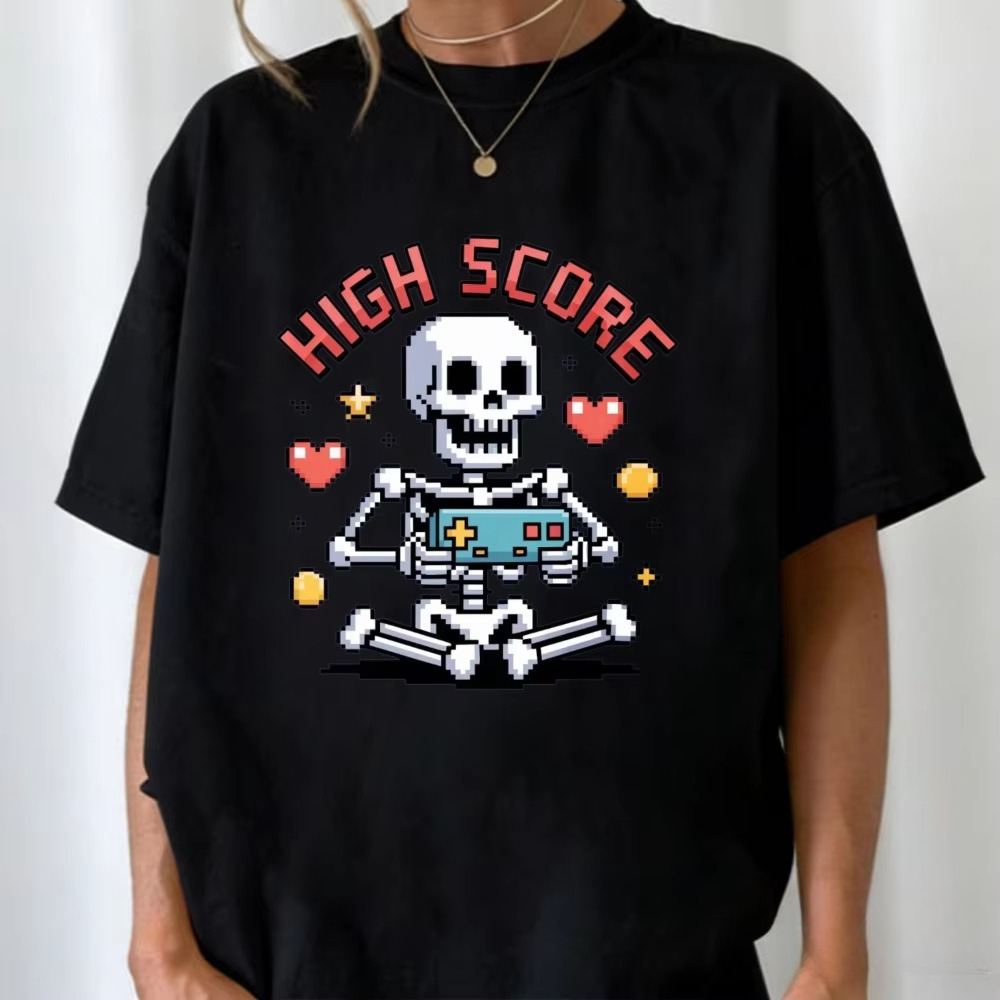 Street Fashion Videos - High Score Pixel Skeleton Tee Retro