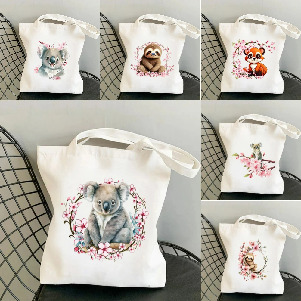 Tote Bag Canvas Print - 1pc Koala Cherry Blossom Print Canvas