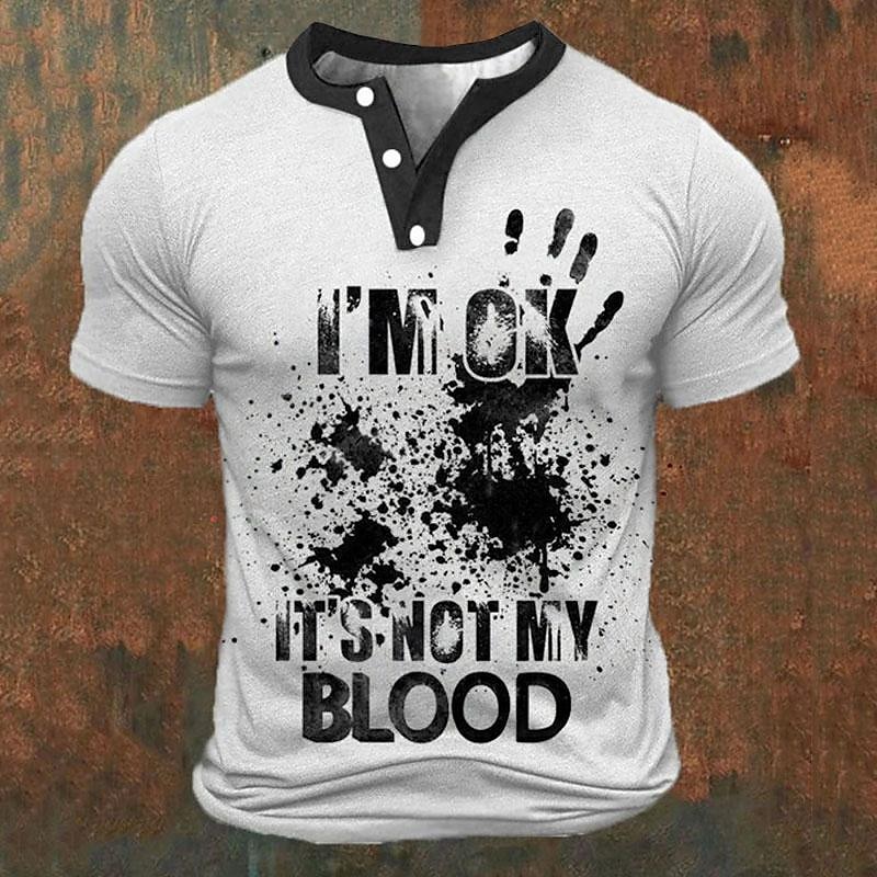 Street Summer Fashion - Funny 3D Letter Print Men's Henley