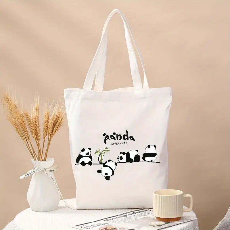 Tote Bag Canvas Print - Cute Panda Print Canvas Tote Bag
