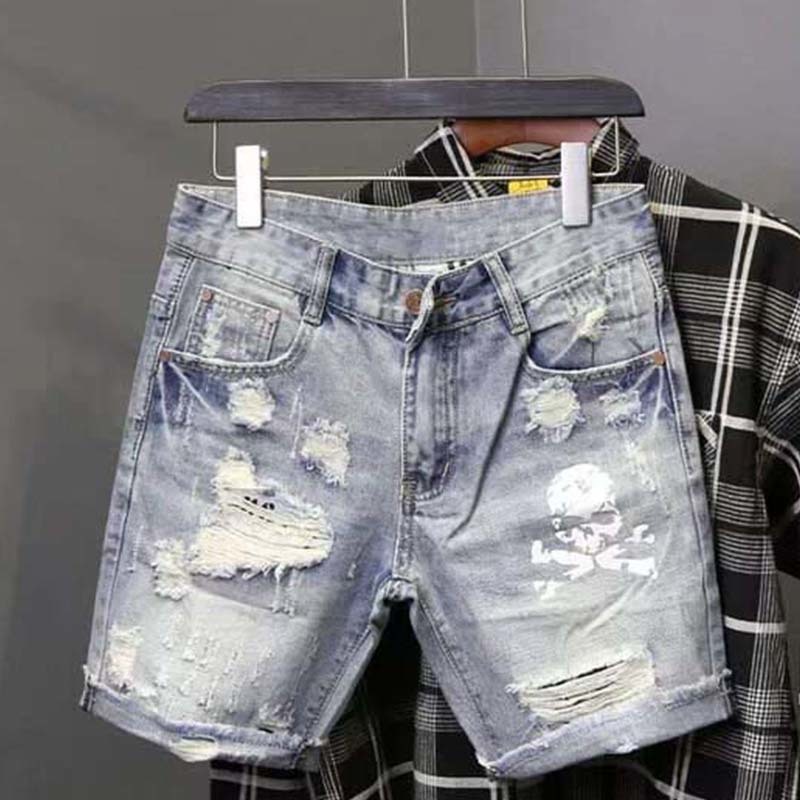 Street Fashion Jeans - Summer Men's Worn Bead Hole Beggar