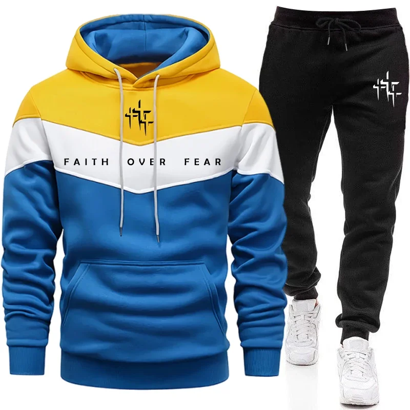 Faith Over Fear Men's Tracksui - Street Fashion Male 评论和价格