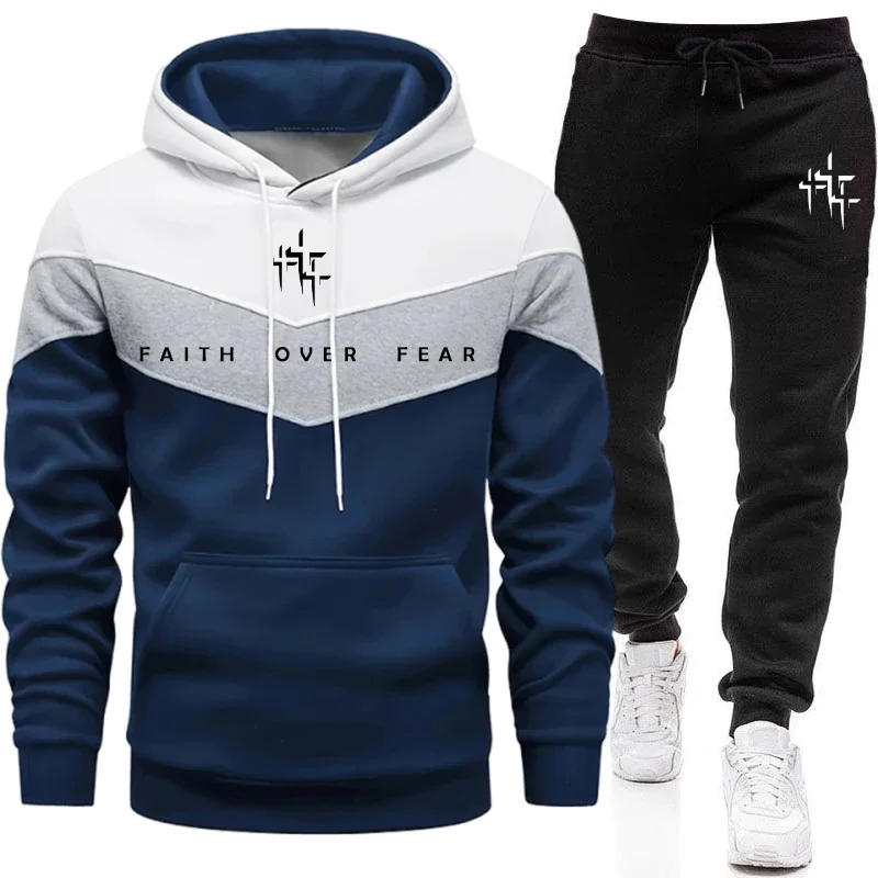 Faith Over Fear Men's Tracksui - Street Fashion Male 评论和价格