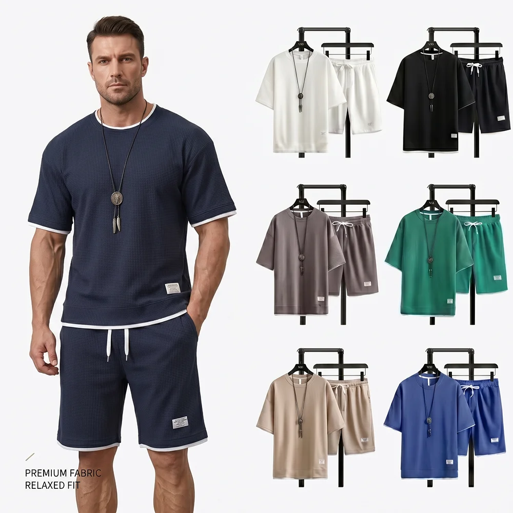 Summer Men's Waffle Knit Track - Street Summer Fashion 评论和价格