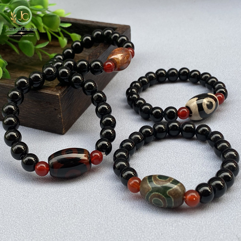 Three-Eyed Dzi Bead Agate Brac - Street Fashion Vendors 评论和价格