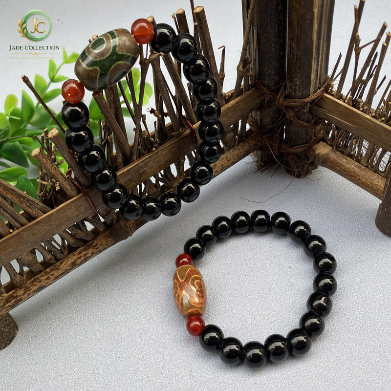 Three-Eyed Dzi Bead Agate Brac - Street Fashion Vendors 评论和价格