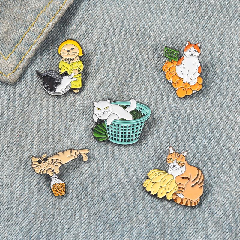 Funny Street Stall Cats Enamel - Street Fashion Vendors 评论和价格