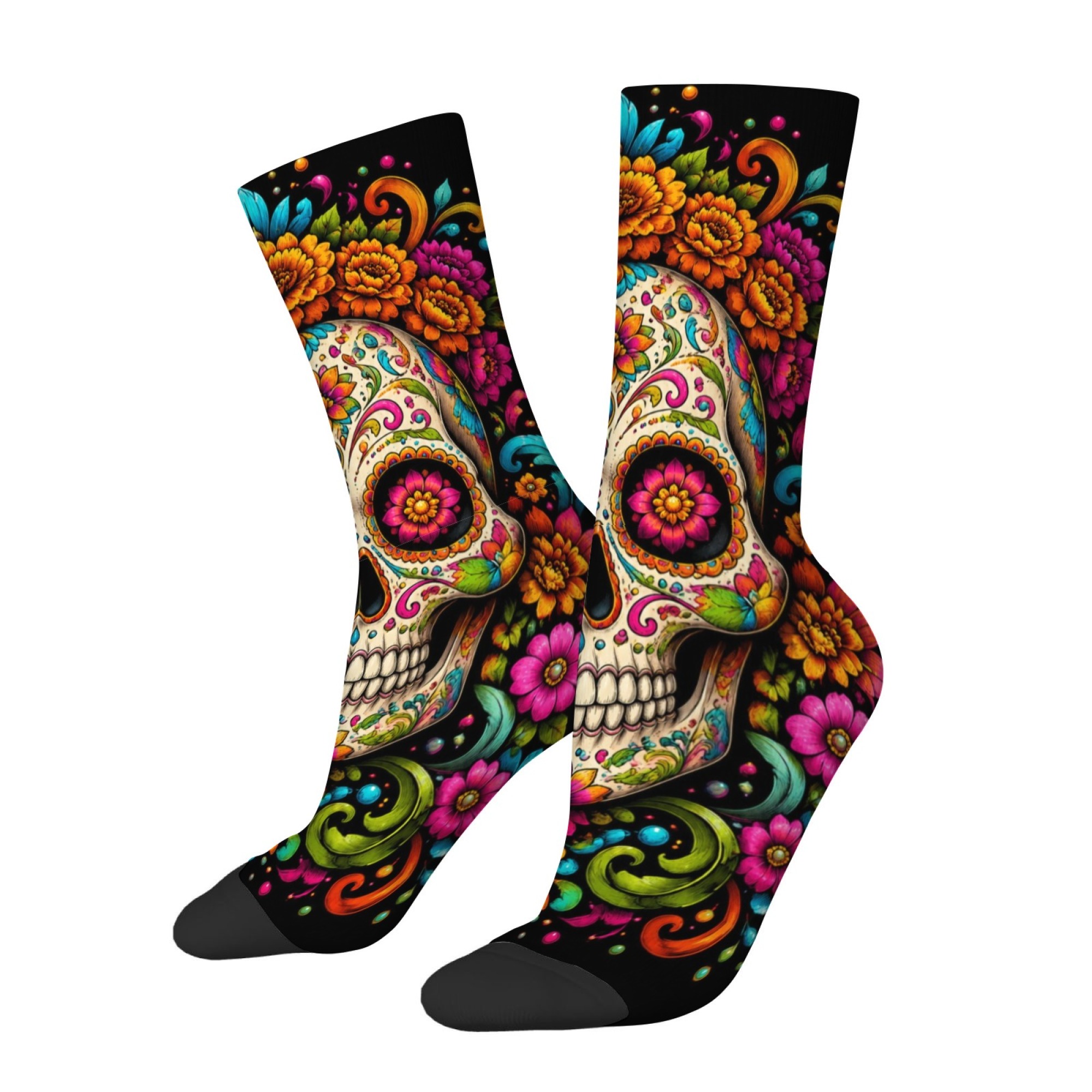 Fun and Novel Floral Skull Pri - Quirky Street Fashion 评论和价格