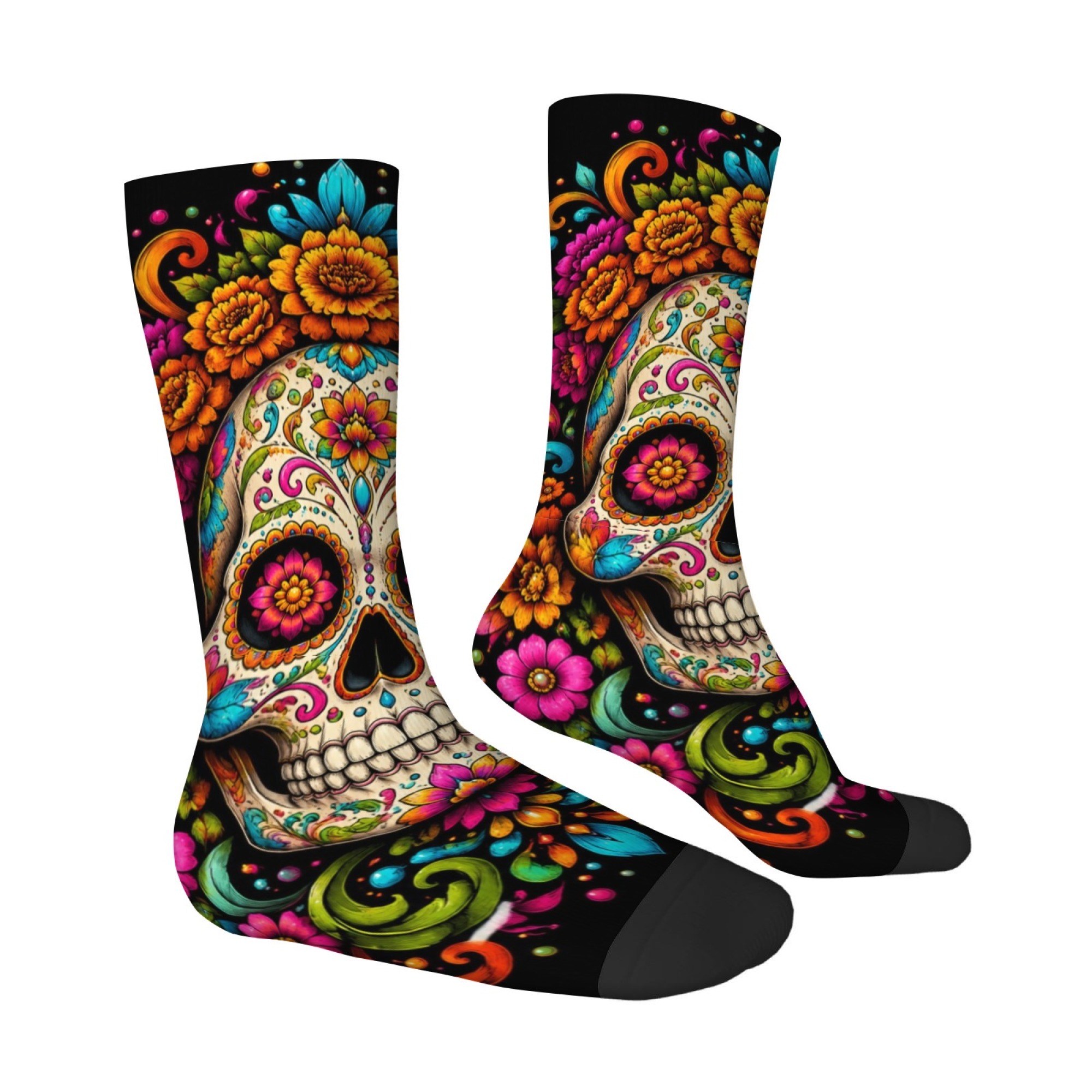 Fun and Novel Floral Skull Pri - Quirky Street Fashion 评论和价格