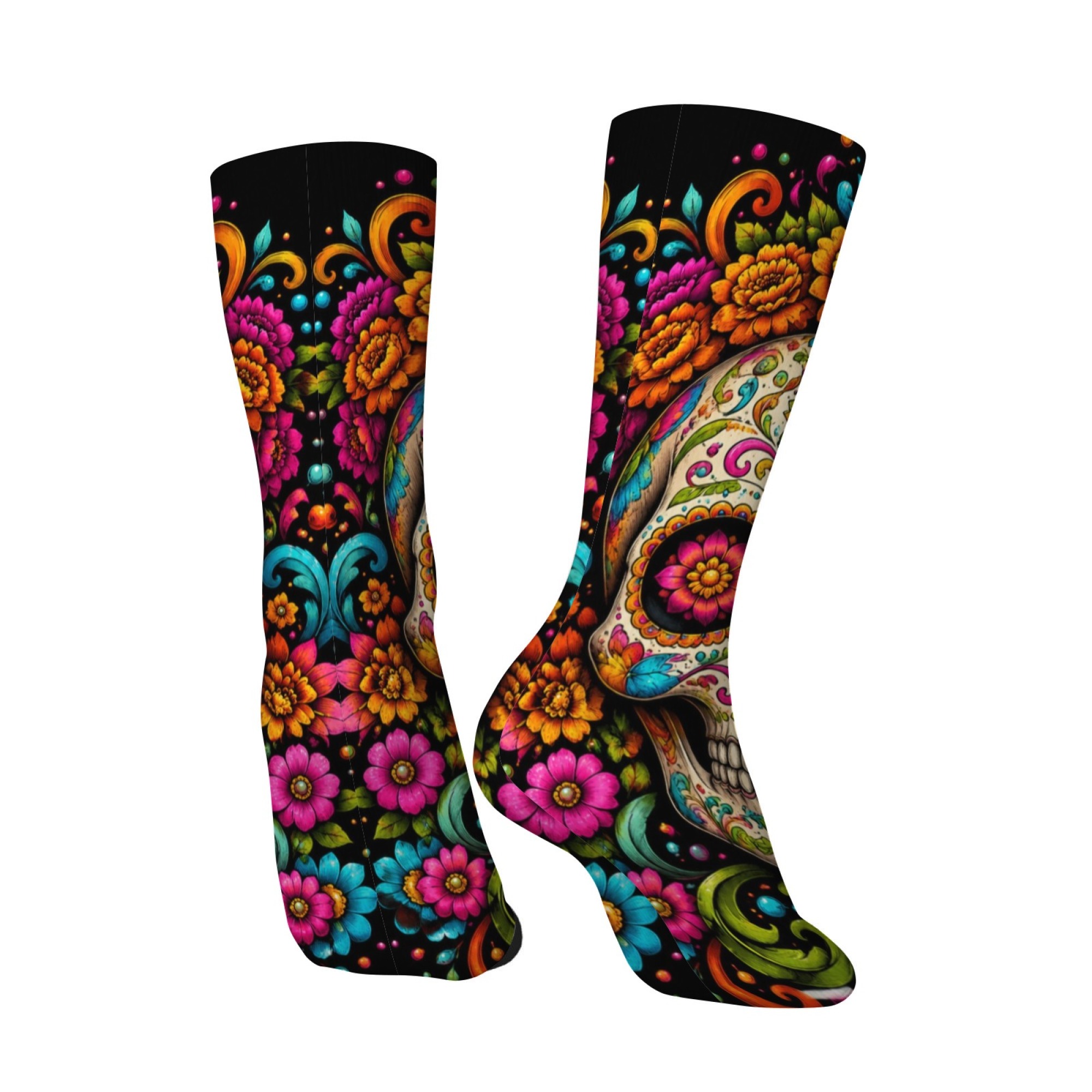 Fun and Novel Floral Skull Pri - Quirky Street Fashion 评论和价格