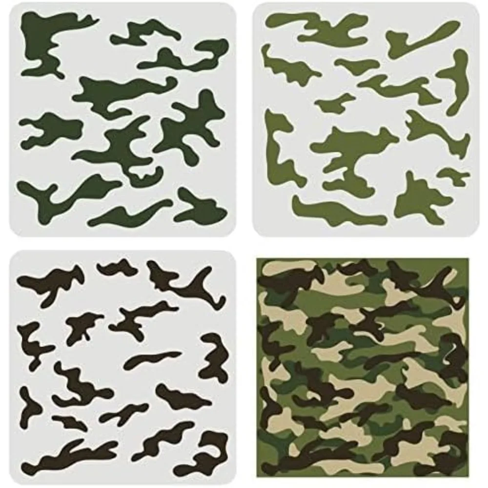 3 pcs Camo Stencil Kit 11.8x11 - Camo Pattern Set 评论和价格