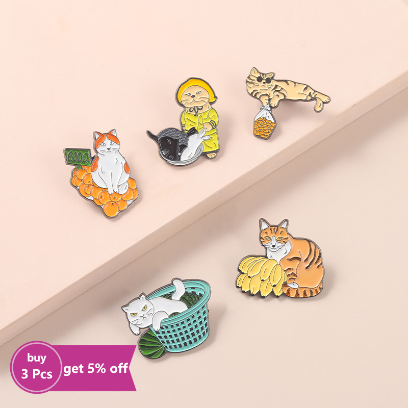 Funny Street Stall Cats Enamel - Street Fashion Vendors 评论和价格