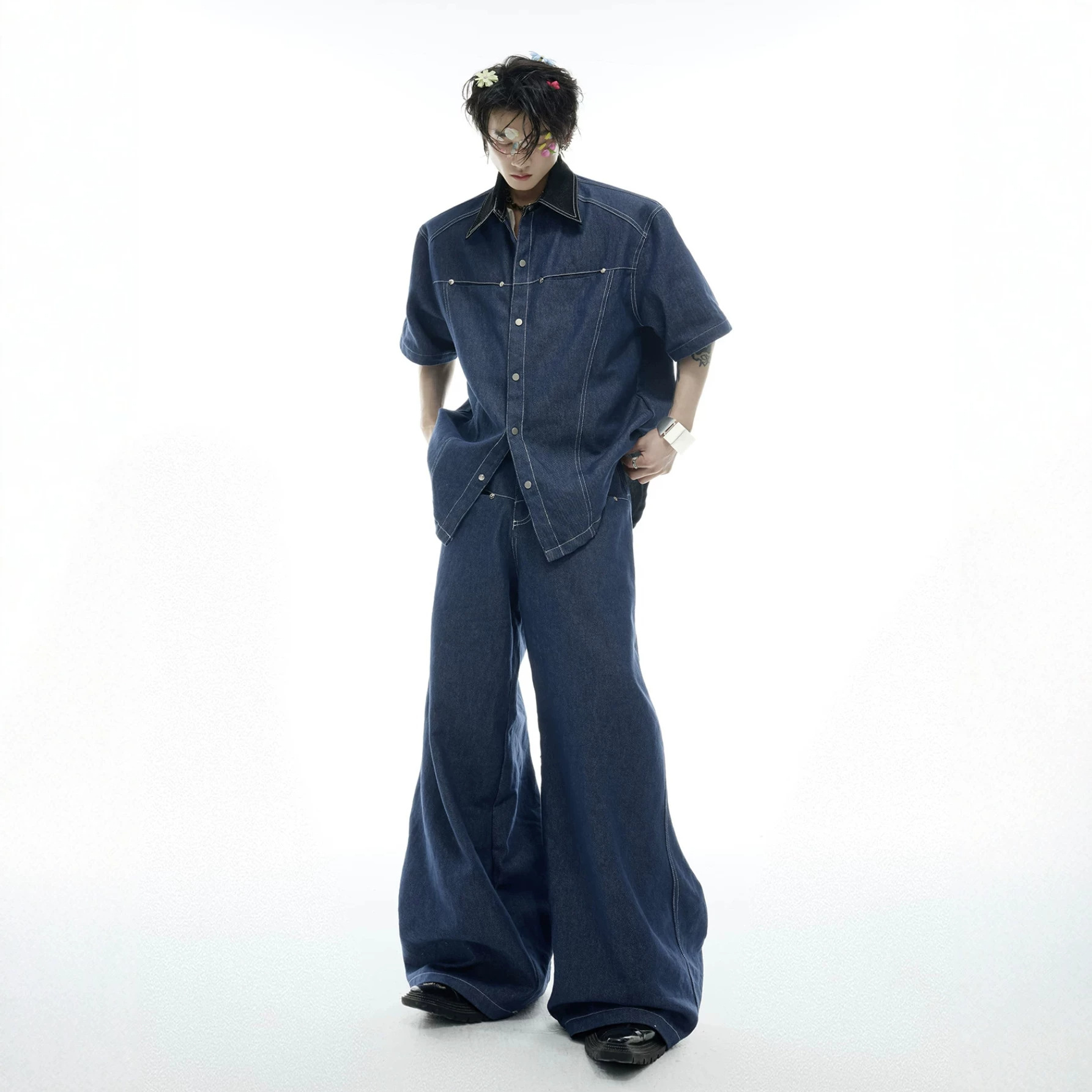 Summer Men's Denim Matching Se - Street Fashion Jeans 评论和价格