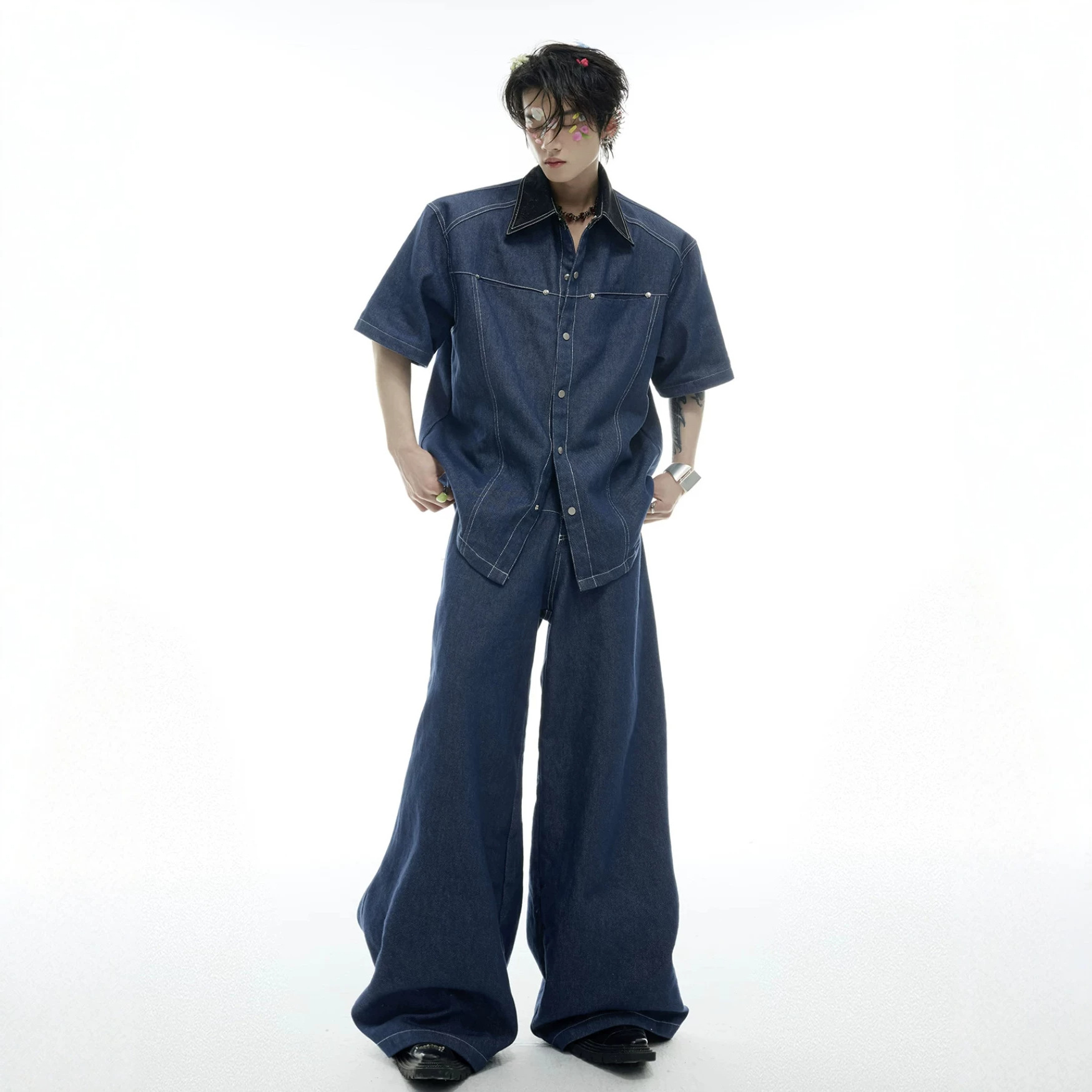 Summer Men's Denim Matching Se - Street Fashion Jeans 评论和价格