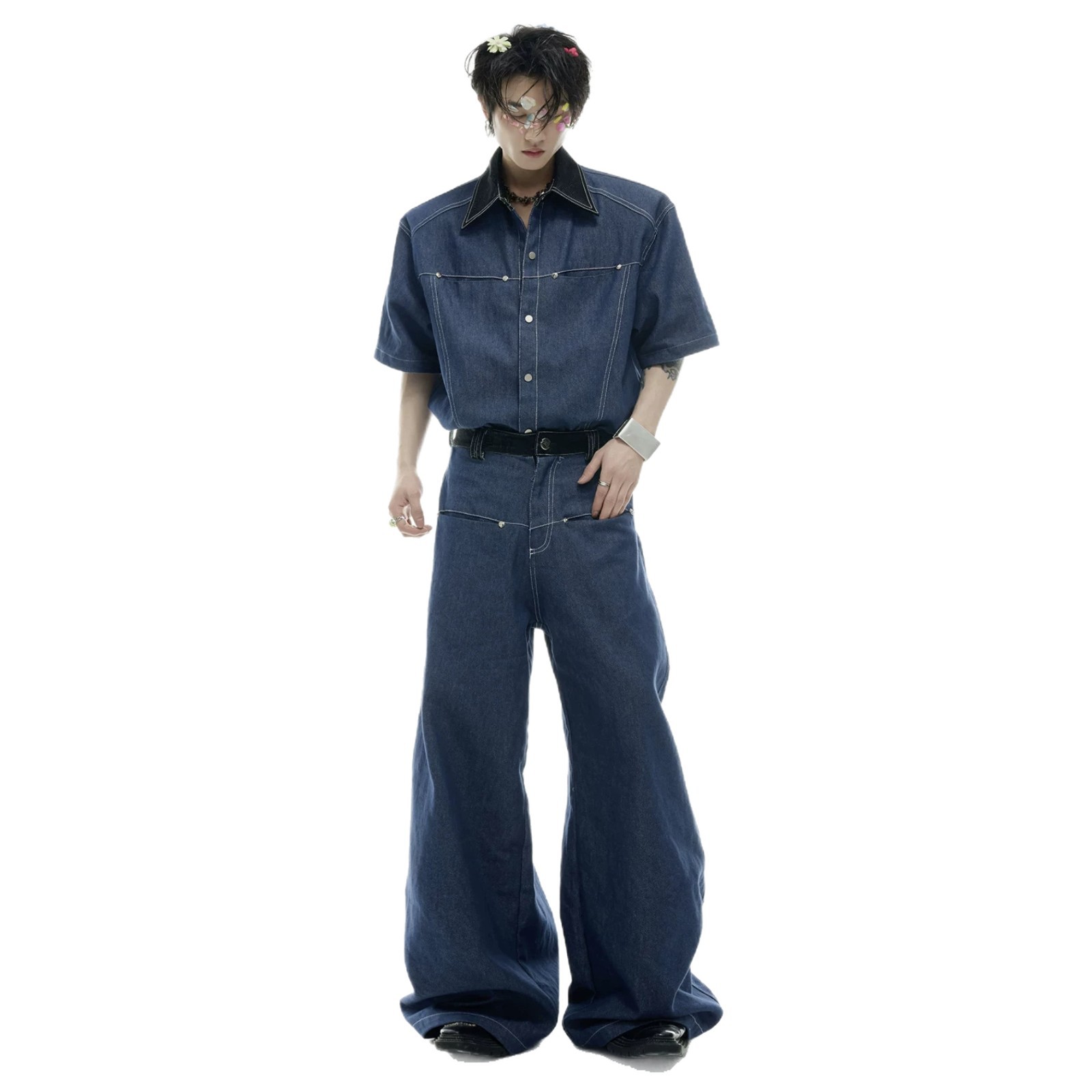 Summer Men's Denim Matching Se - Street Fashion Jeans 评论和价格