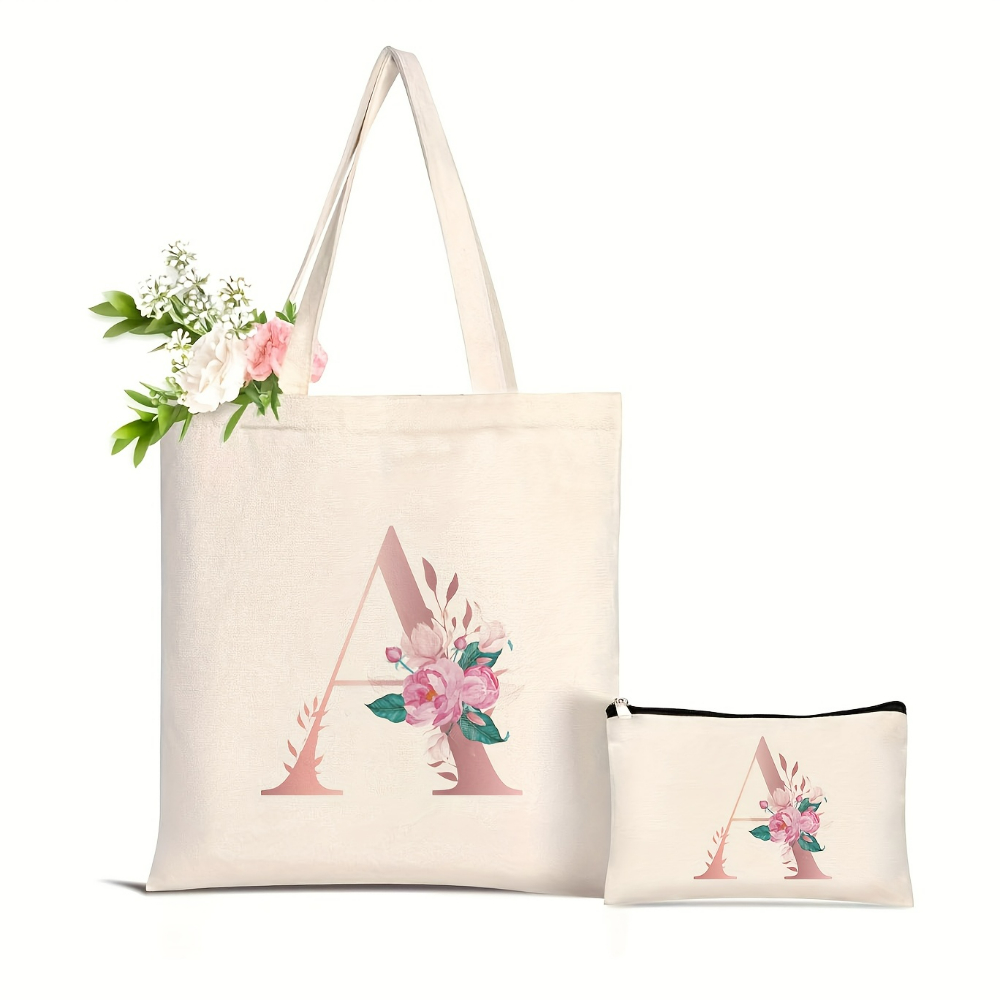 1pc Floral Love Letter Print T - Tote Bag Canvas Print 评论和价格