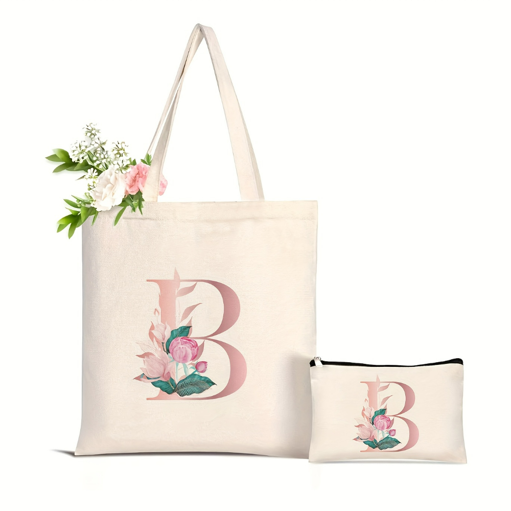 1pc Floral Love Letter Print T - Tote Bag Canvas Print 评论和价格
