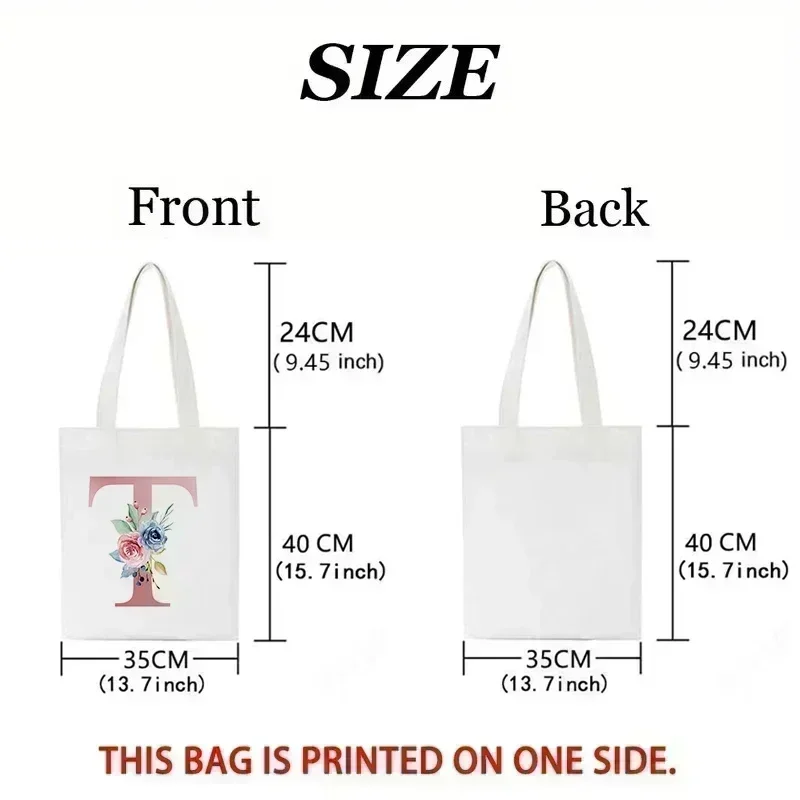 1pc Floral Love Letter Print T - Tote Bag Canvas Print 评论和价格