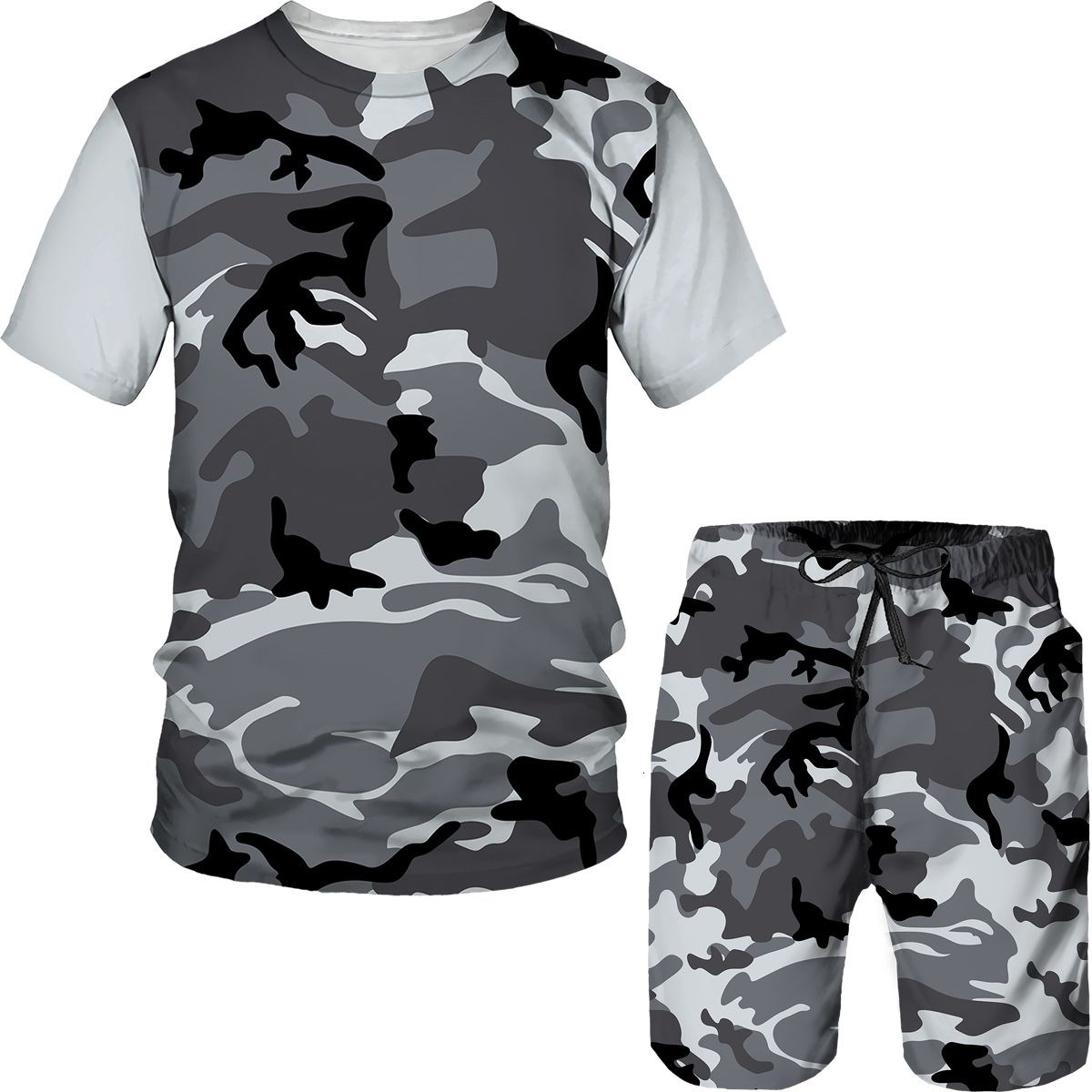 Men's Camouflage T-shirts Shor - Camo Pattern Set 评论和价格