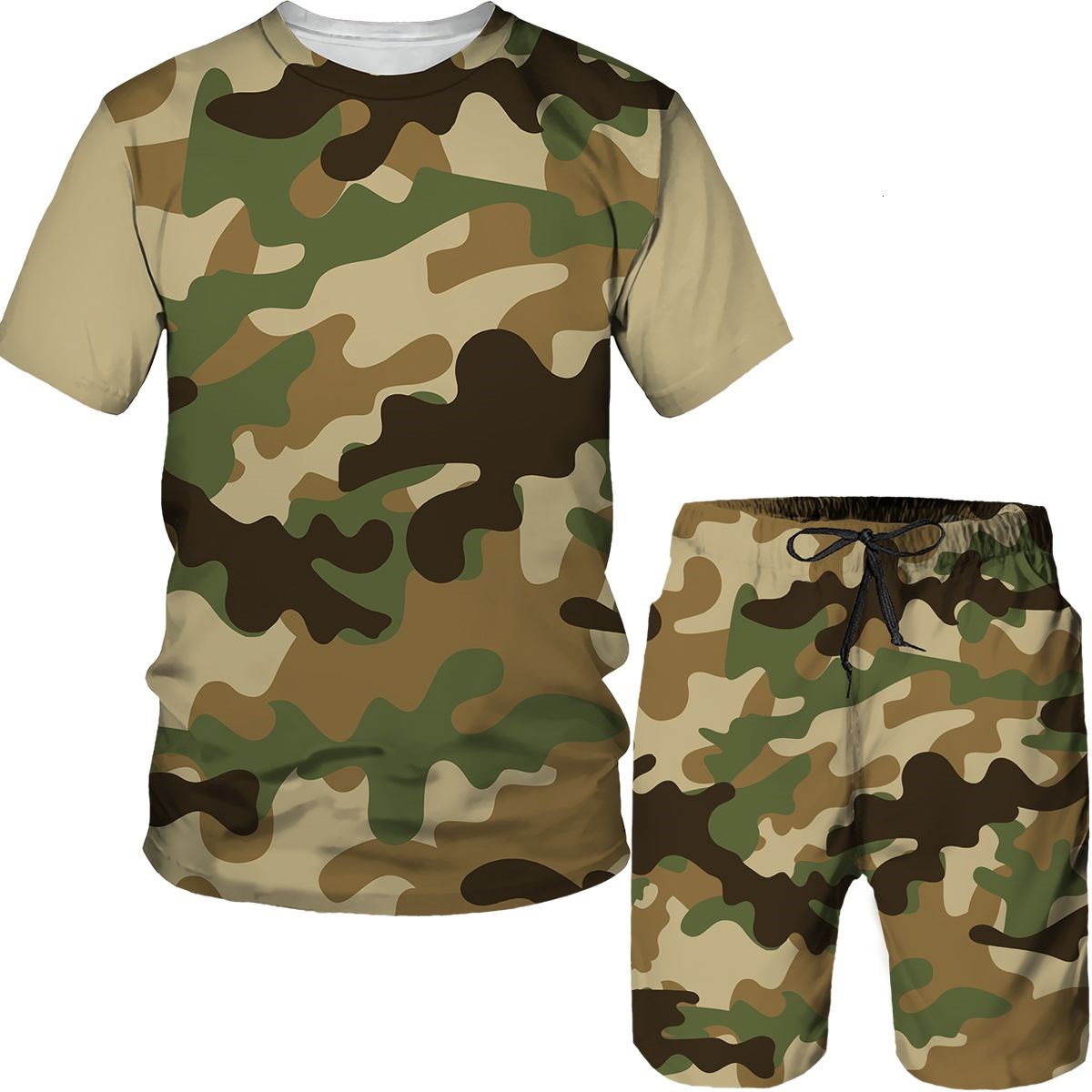 Men's Camouflage T-shirts Shor - Camo Pattern Set 评论和价格