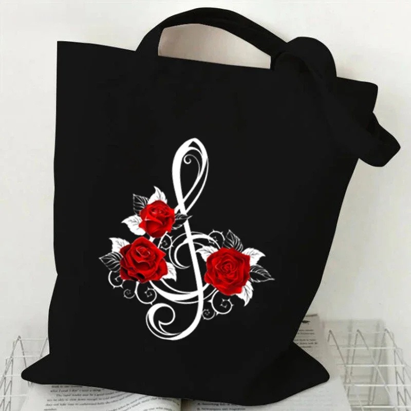 Music Note Heartbeat Printed C - Tote Bag Canvas Print 评论和价格