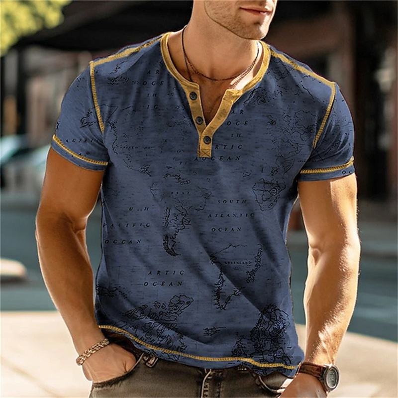 Men's Henry Shirts Funny 3D Pr - Street Summer Fashion 评论和价格