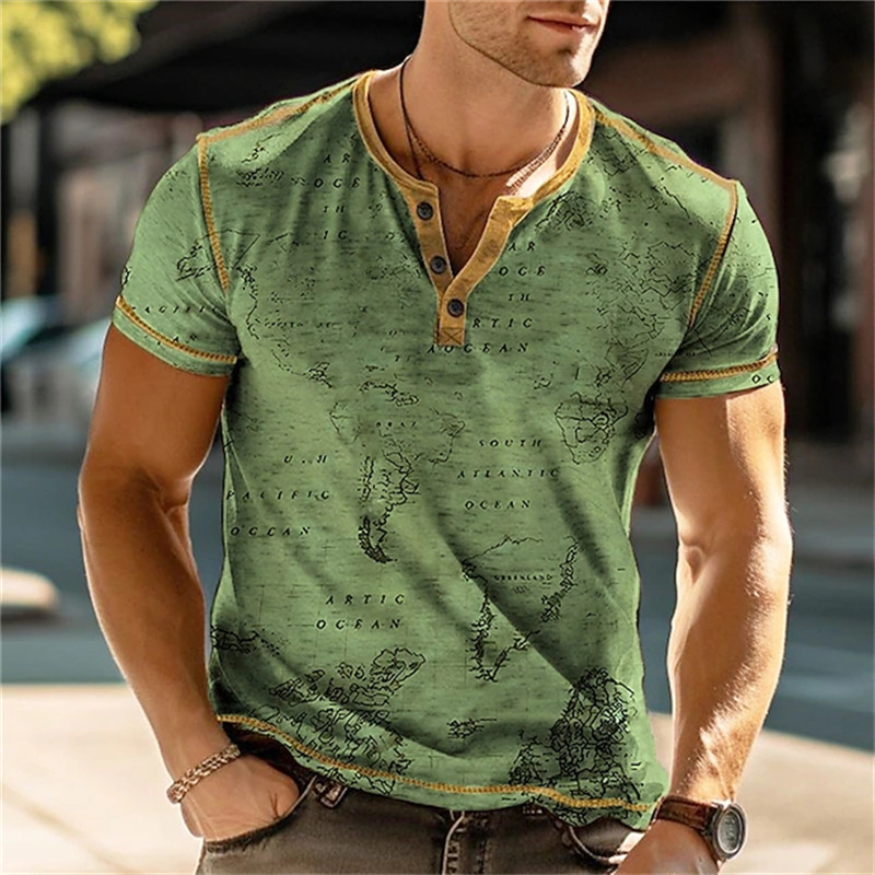 Men's Henry Shirts Funny 3D Pr - Street Summer Fashion 评论和价格