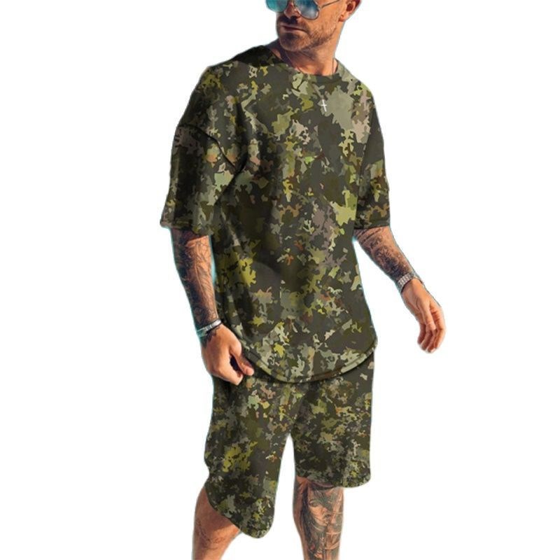 Summer New Men's Tracksuits 3D - Camo Pattern Set 评论和价格