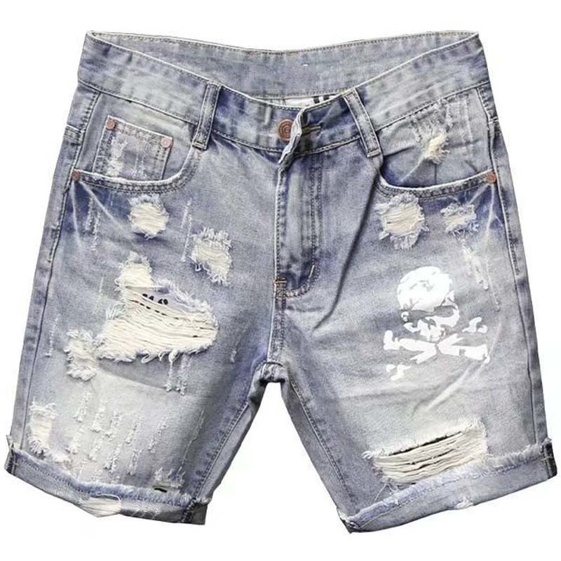 Summer Men's Worn Bead Hole Be - Street Fashion Jeans 评论和价格