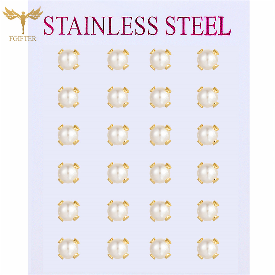 12 Pairs Pack Pearl Stud Earri - Street Fashion Vendors 评论和价格