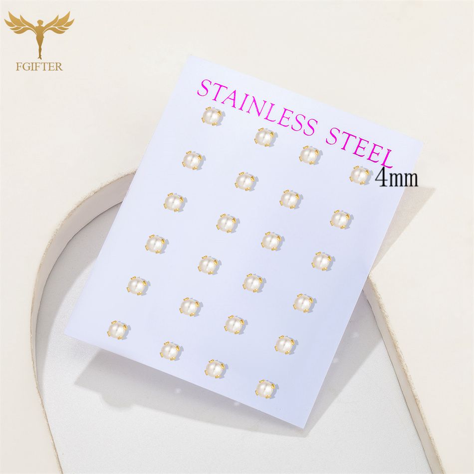12 Pairs Pack Pearl Stud Earri - Street Fashion Vendors 评论和价格